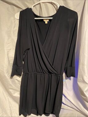 C Black Long Sleeve Wrap Mini Dress